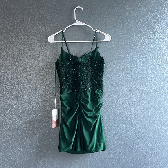 Stacees// New w/ Tag! Wedding prom winterball Dress Size 4 dark green sparkle - Picture 4 of 12